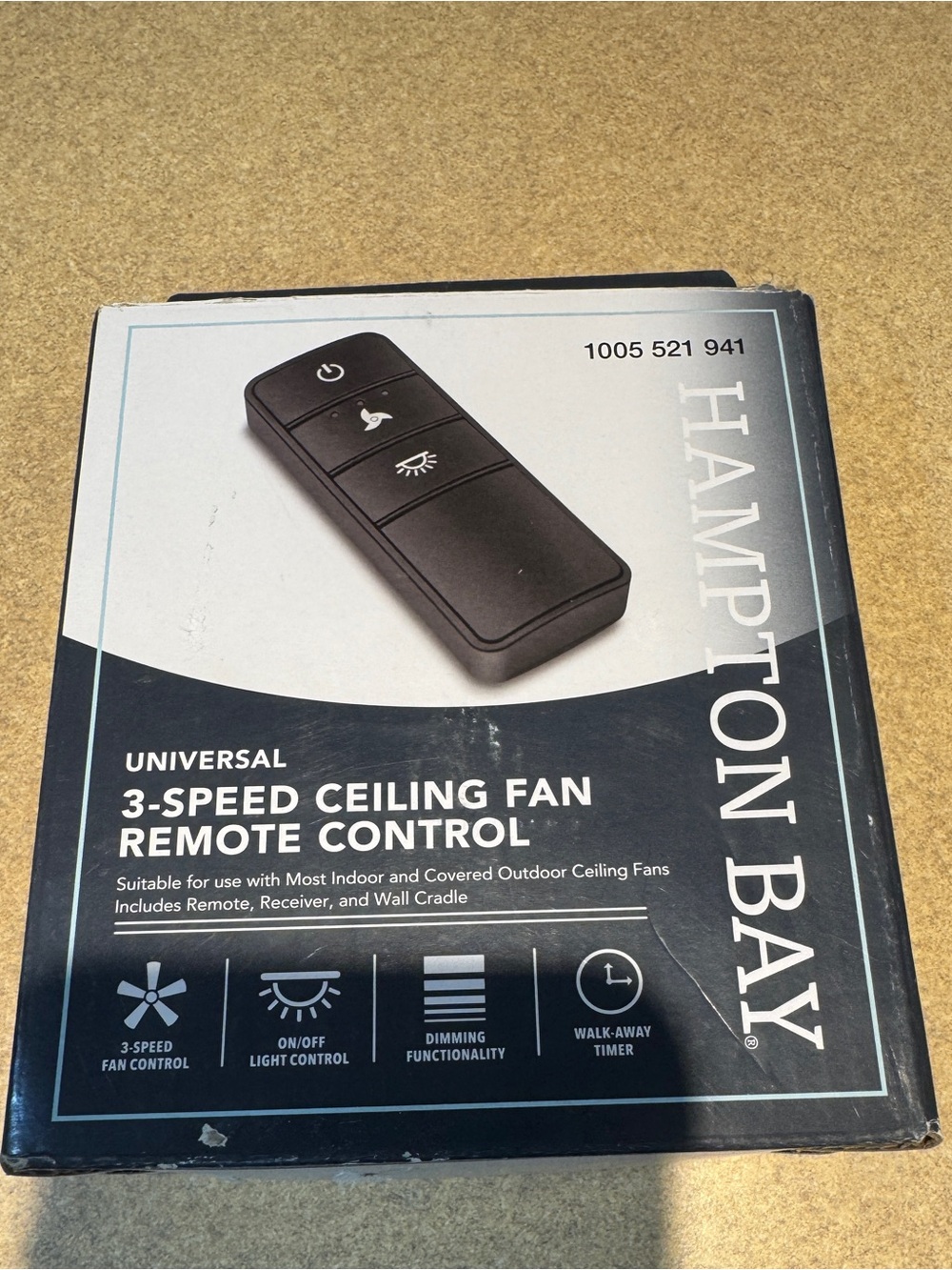 Hampton Bay Universal 3-Speed Ceiling Fan Remote Control, model 1005521941
